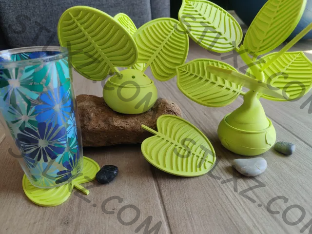 杯垫 带装饰植物支架的叶子饮料杯垫-STL下载网_3D打印模型网_3D打印机_3D模型库