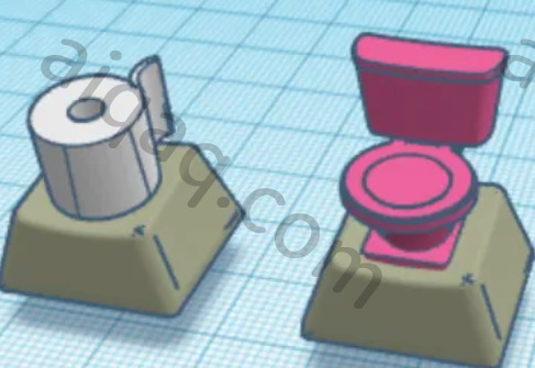 厕所马桶键帽 卫生纸键帽-STL下载网_3D打印模型网_3D打印机_3D模型库