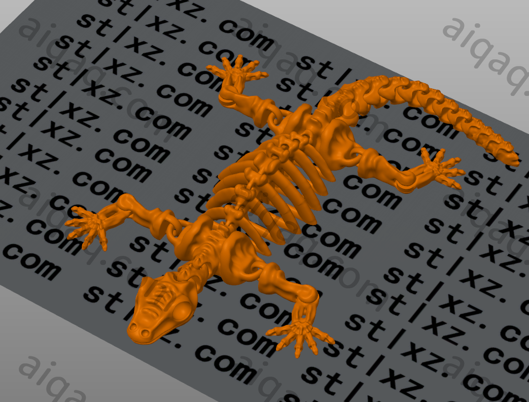 一体成型可活动 壁虎骨架 Flexi-STL下载网_3D打印模型网_3D打印机_3D模型库