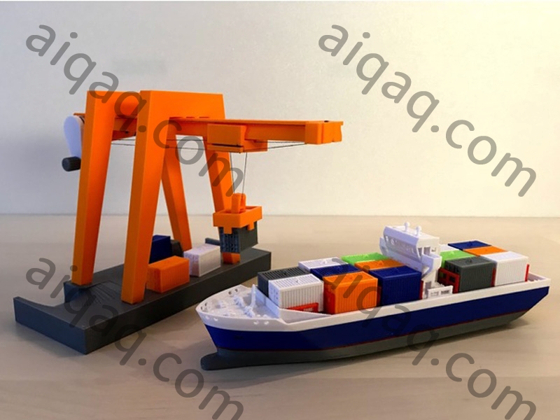 码头 玩具 起重机+集装箱船+集装箱-STL下载网_3D打印模型网_3D打印机_3D模型库