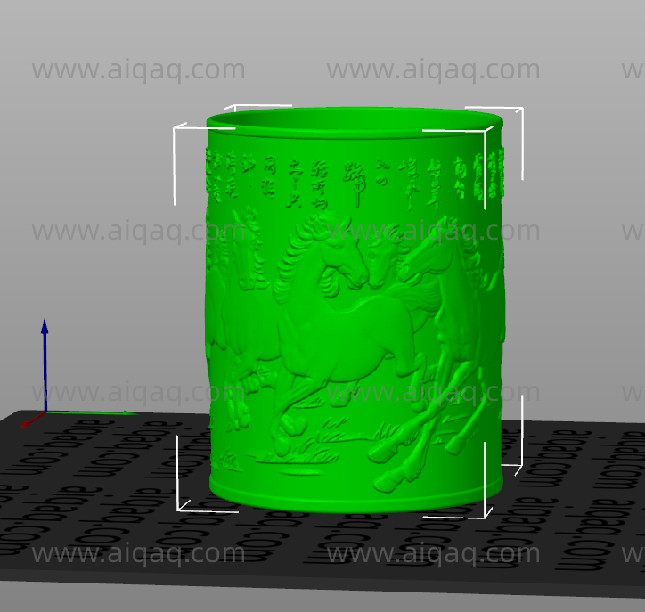 八骏图+笔筒+高精版-STL下载网_3D打印模型网_3D打印机_3D模型库